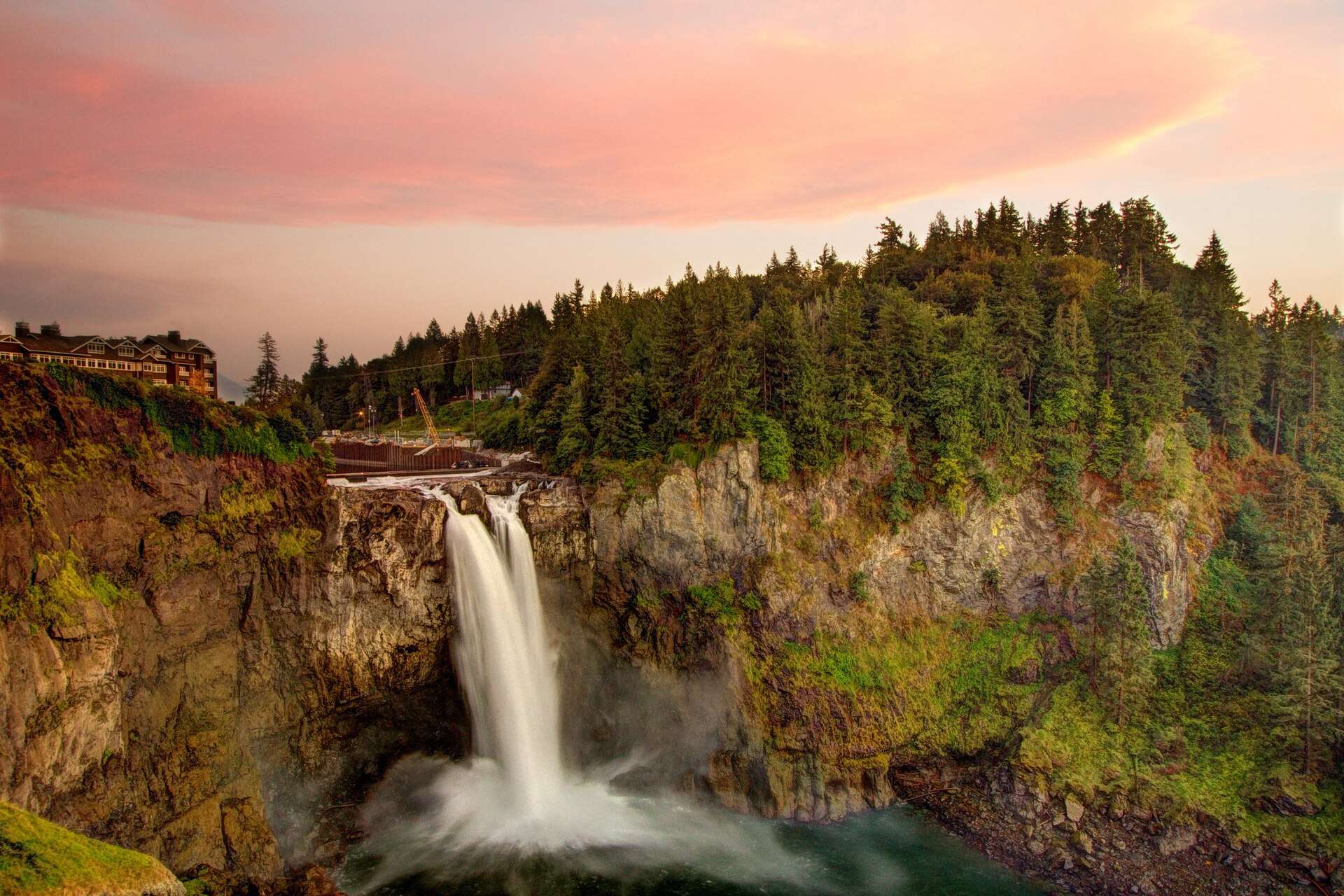 Snoqualmie Falls at dusk