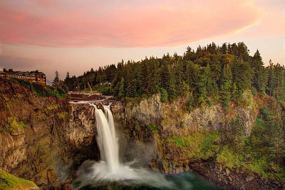 Snoqualmie Falls at dusk